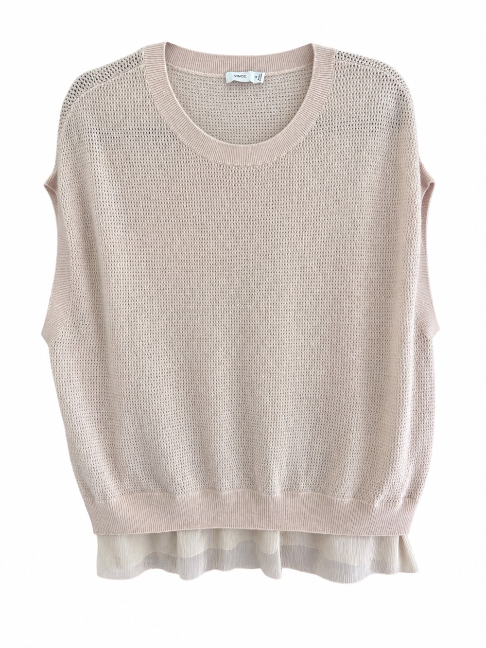 Vince Wool Cashmere Silk Layered Sweater Top Size M Luxury Minimalist